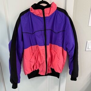 Colorblock Jacket in Purple, Hot Pink & Black